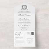 Elegantes Vintages Wappen Linie Art Boho QR Code F All In One Einladung (Innen Boden)