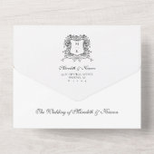 Elegantes Vintages Wappen Linie Art Boho QR Code F All In One Einladung (Rückseite)