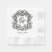 Elegantes Vintages Wappen Monogram Wedding Serviette (Vorderseite)