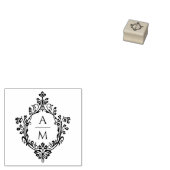 Elegantes Vintages Wappen Wedding Monogram 2 Initi Gummistempel (Stempel)