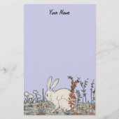 Elegantes Vintages Weißes Kaninchen Briefpapier (Vorderseite)