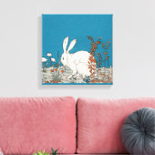 Elegantes Vintages Weißes Kaninchen Leinwanddruck (Insitu (Wohnzimmer))
