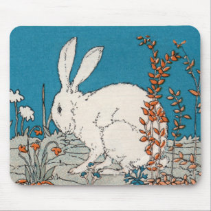 Elegantes Vintages weißes Kaninchen Mousepad