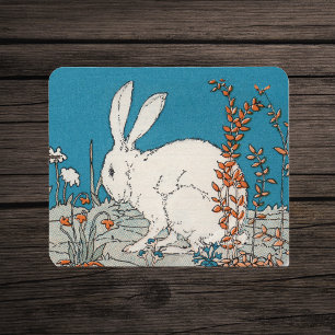Elegantes Vintages Weißes Kaninchen Mousepad