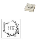 Elegantes Vintages Wreath Monogram Wedding Wood Gummistempel (Stempel)