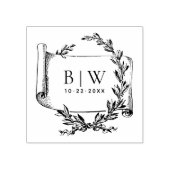 Elegantes Vintages Wreath Monogram Wedding Wood Gummistempel (Prägung)