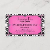 Elegantes Vintages Zebra Visitenkarte (Rückseite)