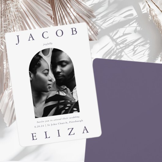 Elegantes Violet Arch Foto Hochzeit Einladung