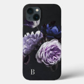 Elegantes Violet Floral Rose Monogramm Case-Mate iPhone Hülle (Rückseite)