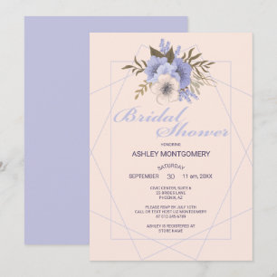 Elegantes Violet Fünf-Petal-Rose-Brautparty Einladung
