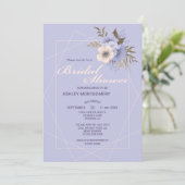 Elegantes Violet Fünf-Petal-Rose-Brautparty Einladung (Stehend Vorderseite)