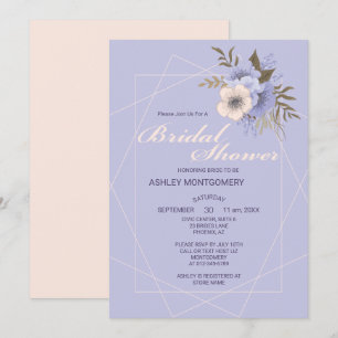 Elegantes Violet Fünf-Petal-Rose-Brautparty Einladung