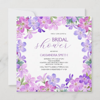 Elegantes Violet Geranium Brautparty Einladung