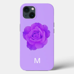 Elegantes Violet Lila florale Rose Monogramm-Gesch Case-Mate iPhone Hülle