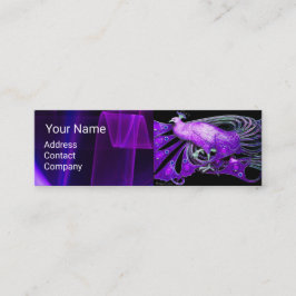 ELEGANTES VIOLET LILA PEACOCK, BLACK BLUE MONOGRAM MINI VISITENKARTE