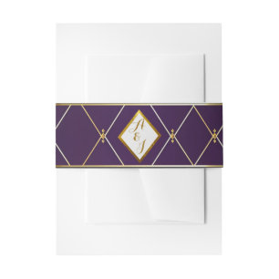 Elegantes Violet Lila und Gold Diamond geformt Einladungsbanderole