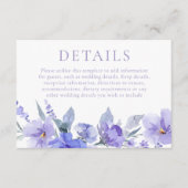 Elegantes Violet Lila Wasserfarbenspiel Details zu Begleitkarte (Vorderseite)