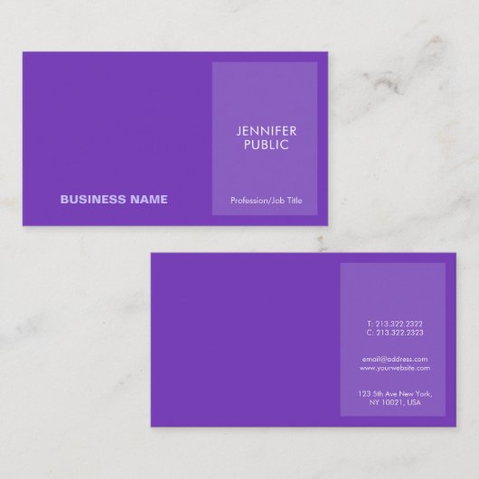Elegantes Violet Modernes Berufliches Creative Chi Visitenkarte (Vorne/Hinten)