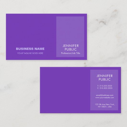 Elegantes Violet Modernes Berufliches Creative Chi Visitenkarte (Vorne/Hinten)