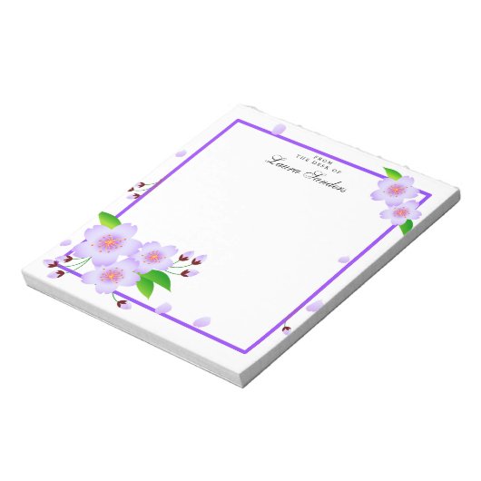 Elegantes Violet Peony Blume Personalisiert Notepa Notizblock (Rotiert)