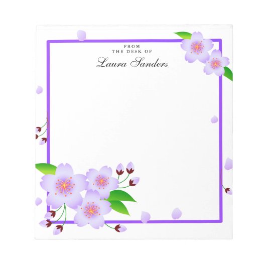 Elegantes Violet Peony Blume Personalisiert Notepa Notizblock (Vorderseite)