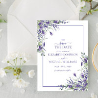 Elegantes Violet Purple Flowers Script Save the Da