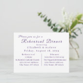 Elegantes Violets Probe Abendessen Einladung (Stehend Vorderseite)