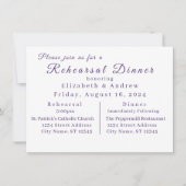 Elegantes Violets Probe Abendessen Einladung (Vorderseite)