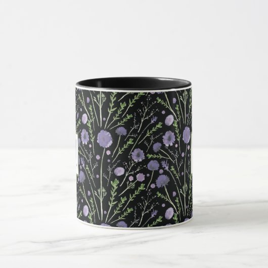 Elegantes Violett-Blumenmonogramm Tasse (Zentrum)