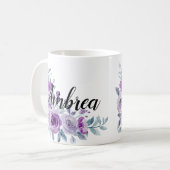 Elegantes Violett Lila Blumenbeete Personalisiert Kaffeetasse (Vorderseite Links)
