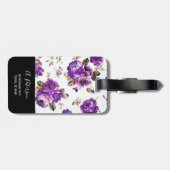 Elegantes violettes Blumenmuster Gepäckstück Gepäckanhänger (Rückseite horizontal)