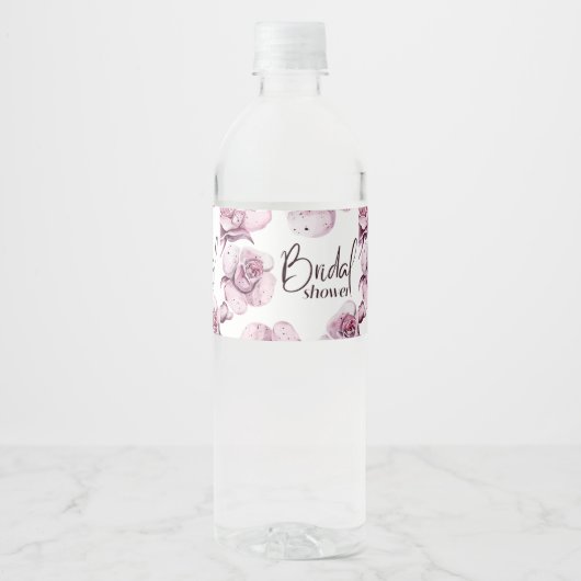 elegantes violettes Brautparty Wasserflaschenetikett (Vorderseite)