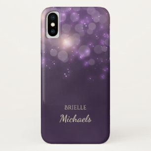Elegantes violettes Glitter-Bokeh mit Namen Case-Mate iPhone Hülle