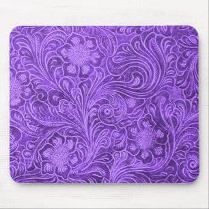 Elegantes violettes Leder-Optik mit floralem geprä Mousepad