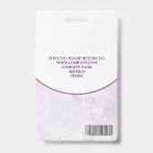 Elegantes violettes Logo-Strichcode-Mitarbeiter-ID Ausweis (Rückseite)