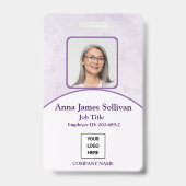 Elegantes violettes Logo-Strichcode-Mitarbeiter-ID Ausweis (Vorderseite)