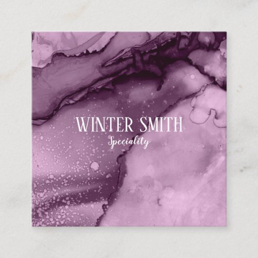 Elegantes violettes Marmorwasser Quadratische Visitenkarte (Vorderseite)