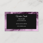 Elegantes violettes Marmorwasser Visitenkarte (Rückseite)