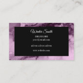 Elegantes violettes Marmorwasser Visitenkarte (Rückseite)