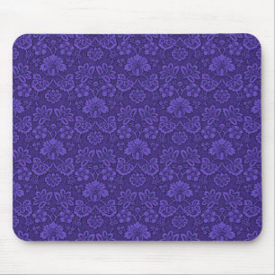 Elegantes violettes Vintage-Damaskmuster Mousepad
