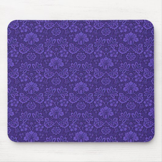 Elegantes violettes Vintage-Damaskmuster Mousepad (Vorne)
