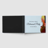 Elegantes Violin Blue and Black Rentirement Party Gästebuch (Voll)