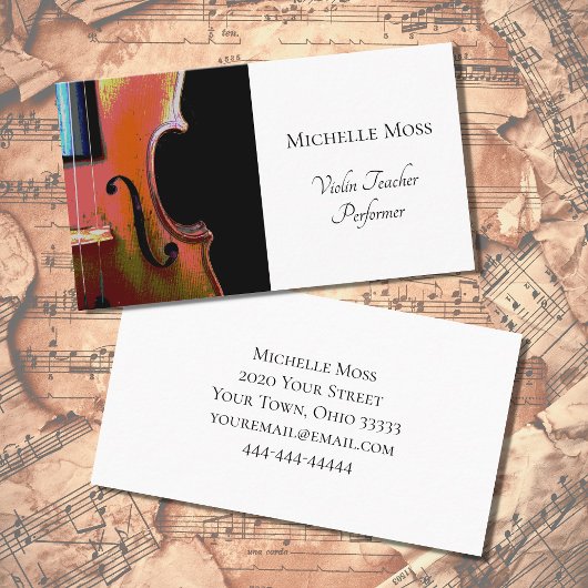 Elegantes Violinmusikinstrument Visitenkarte