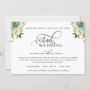 Elegantes Virtual Wedding Inv. Weiß und Honey Einladung
