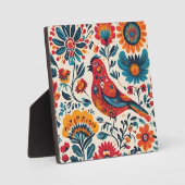 Elegantes Vogeldesign im polnischen Folk Art Style Fotoplatte (Vorderseite)