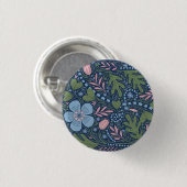 Elegantes volkstümliches Blumenmuster, vintage bot Button (Vorne & Hinten)