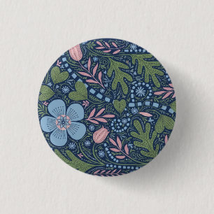 Elegantes volkstümliches Blumenmuster, vintage bot Button