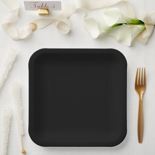 Elegantes Vollschwarz Pappteller (Hochzeit)