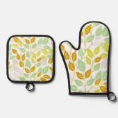 Elegantes, von Natur Inspiriert Leaf-Design Ofenhandschuh & Topflappen-Set (Vorderseite)