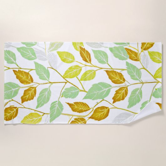 Elegantes, von Natur Inspiriert Leaf-Design Strandtuch (Vorderseite)